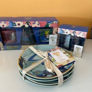 New alice in wonderland Disney Mary Blair set plates shakers vases